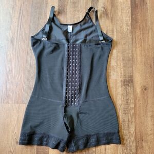 Black Corset Front Bodysuit With Shorts Shapewear